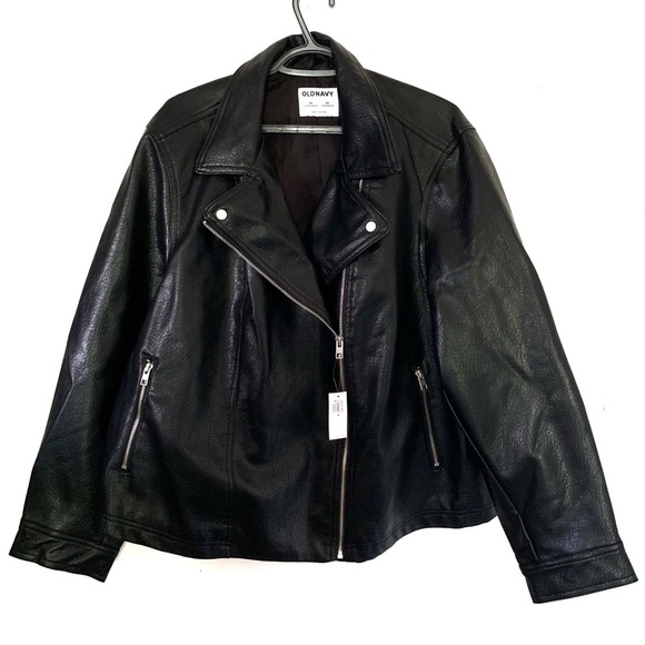 Old Navy Faux Leather Moto Jacket Ladies 3XL New - Picture 1 of 9